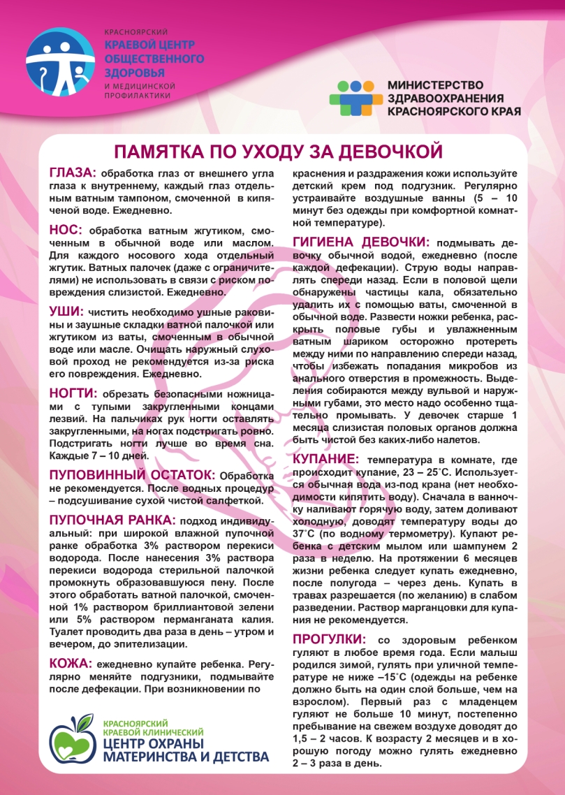 Памятка по уходу за девочкой